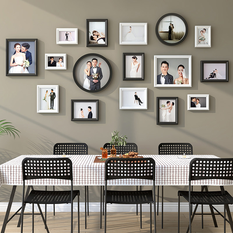 Photo Wall Decoration Living Room Sofa Background Wall Free Punch Restaurant Album Wall Custom Photo Wall Photo Frame Combo-Taobao