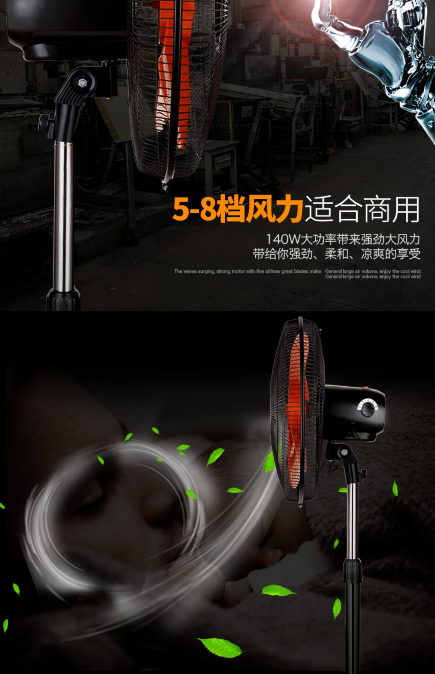 Quạt 工业 落地 Quạt điện tiêu dùng và máy tính để bàn thương mại công suất cao 18 inch mạnh mẽ quạt cơ dọc 8 tập tin - Quạt điện quạt 5 cánh vinawind