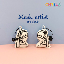 Original Mask Artist Profiled Holding Pillow Doll Single Shoulder Backpack Hand Bag Pendant Key Button Cell Phone Ornament W