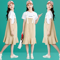 CUHK childrens dress summer dress 2020 new 12 Korean version 13 foreign style 15-year-old womens summer suspender skirt for girls