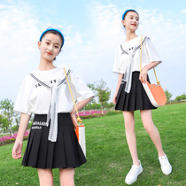 Girls set 2022 summer new 12 middle school children foreign summer clothes 13 net red college style short skirt fashion 15 years old