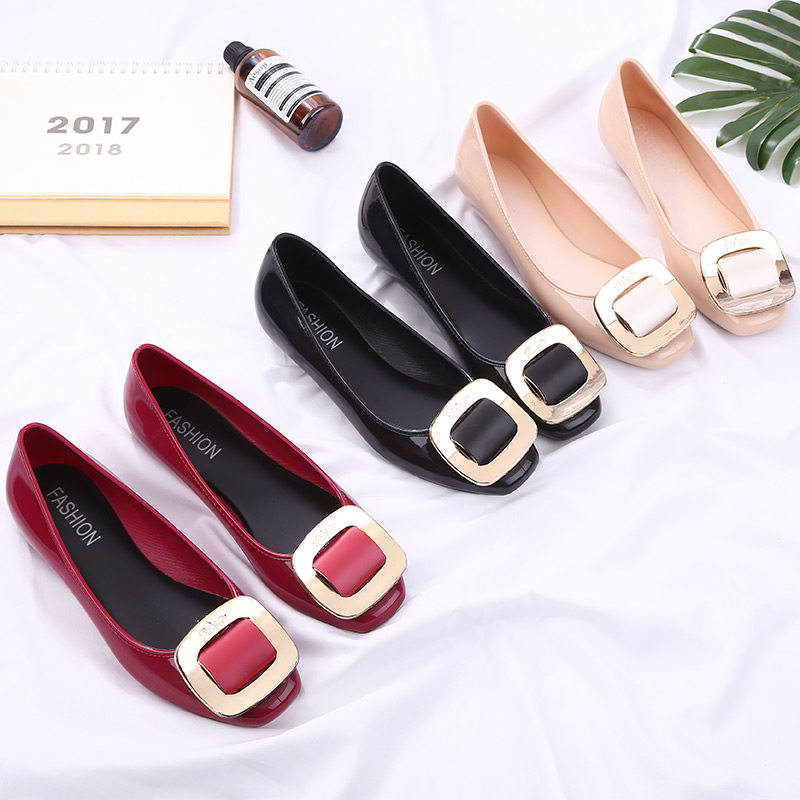 Low Gang Shallow Mouth Anti-Rain Shoes Jelly Rain Boots Waterproof Shoes Rubber Shoes Cover Shoes Women Summer Adult Fashion outwear flat bottom