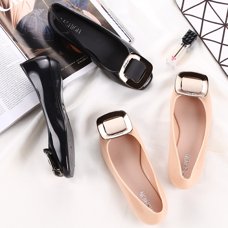 Low Gang Shallow Mouth Waterproof Shoes Light Rain Shoes Flat-bottomed Jelly Glue Shoes Cover Shoes Women Adults Fashion Models External Wear Non-slip Summer