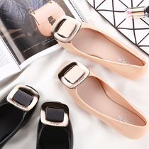 Summer Baotou flat bottom ins tide jelly plastic waterproof versatile fashion sandals for students non-slip shallow mouth female soft bottom