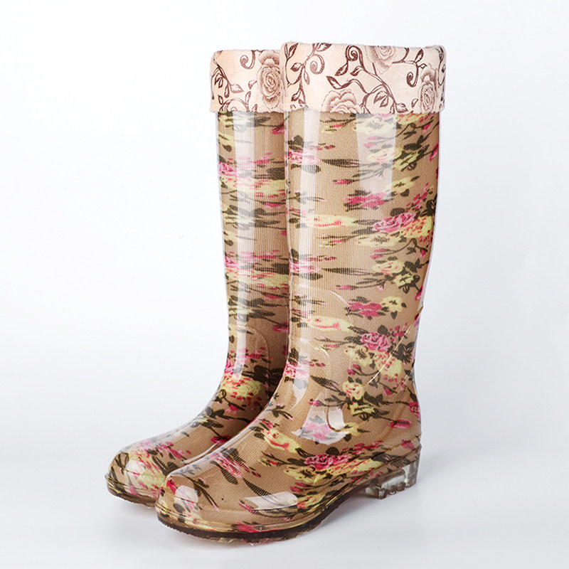High-tube plus velvet cotton waterproof shoes rain boots rain boots women winter adult warm water boots laundry non-slip overshoes fashion rubber shoes