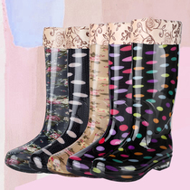 Fashion and velvet cotton waterproof boots rain boots female winter adult rubber shoes non-slip warm water boots high barrel work overshoes