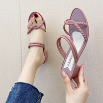 Red new sandals women summer comfortable and simple in tide anti-slip single shoes thick heels increase two wear leisure