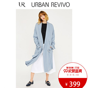 UR2017 mùa thu phụ nữ mới của phụ nữ ve áo eo cardigan dài áo khoác mỏng WH30S1LN2001