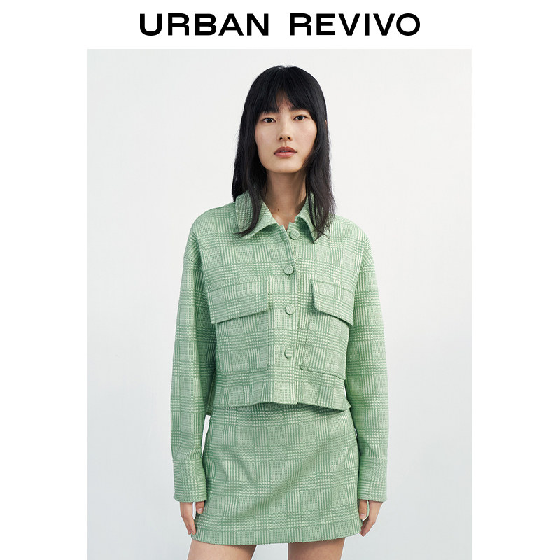 UR2022 spring new women's casual style yarn-dyed plaid texture loose coat WL07R1EN2000