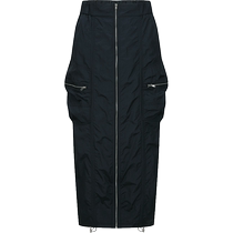 UR2024 spring new womens trendy casual workwear style zipper pocket pleated H-shaped skirt UWV540005