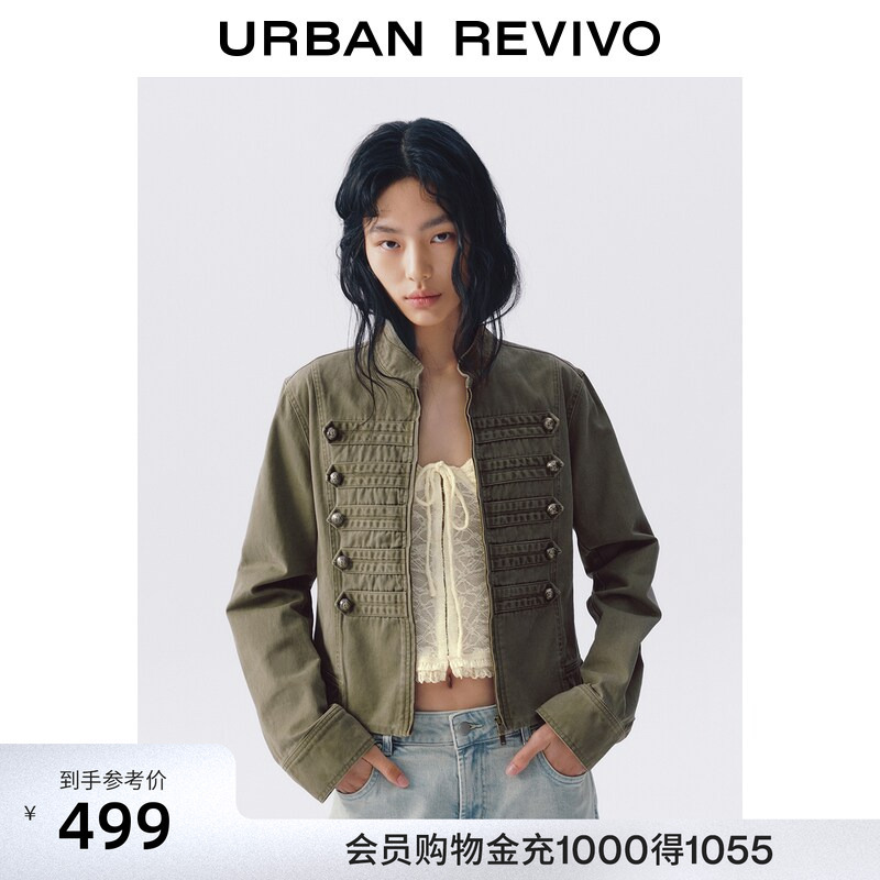 Ur2026 New Autumn Women's Fashion Trendy Cotton Napoleon Button Stand Collar Zipper Jacket Uyv160053 #