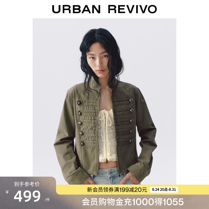 Ur2026 New Autumn Women's Fashion Trendy Cotton Napoleon Button Stand Collar Zipper Jacket Uyv160053