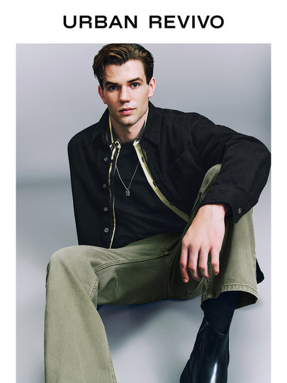 UR new men's light and fashionable wash twill loose denim shirt UMM840027