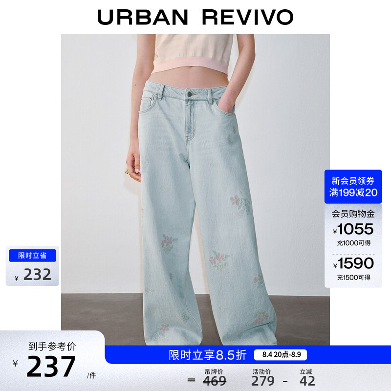 Ur26 New Summer Style Women's Casual Pastel Style Embroidered Lyocell Washed Wide-Leg Denim Pants Uyl860100+