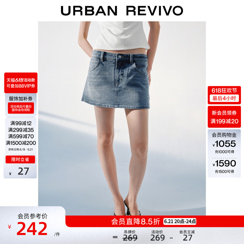 Ur2026 New Summer Women's Fashion Trendy Washed Denim Shorts with Rhinestone Embellishments Uwj860050