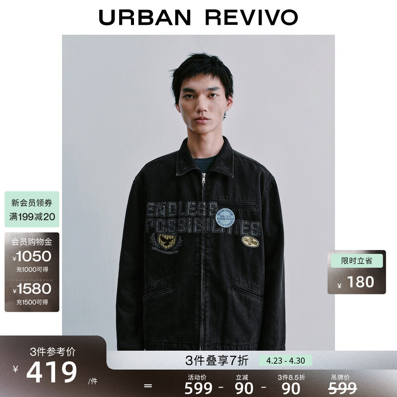 Ur2026 Spring New Men's Fashion Trendy Distressed Printed Embroidered Cotton Denim Jacket Uuv860027