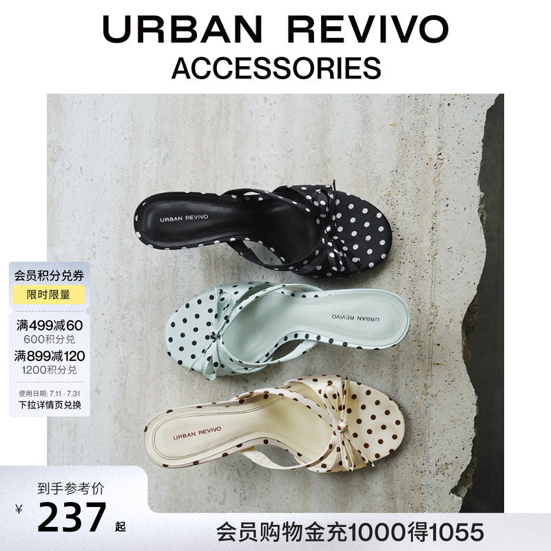 Urban Revivo2026 New Autumn Style Women's Polka Dot Bow French High-Heeled Sandals Uays60037 # Urban Revivo2026 New Autumn Style Women's Polka Dot Bow French High-Heeled Sandals Uays60037 #