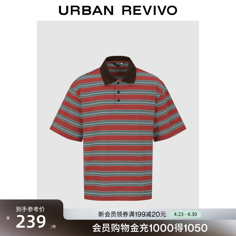 Ur2026 New Summer Men's Casual and Stylish Color-Blocked Striped Short-Sleeved Polo Shirt Uml460082