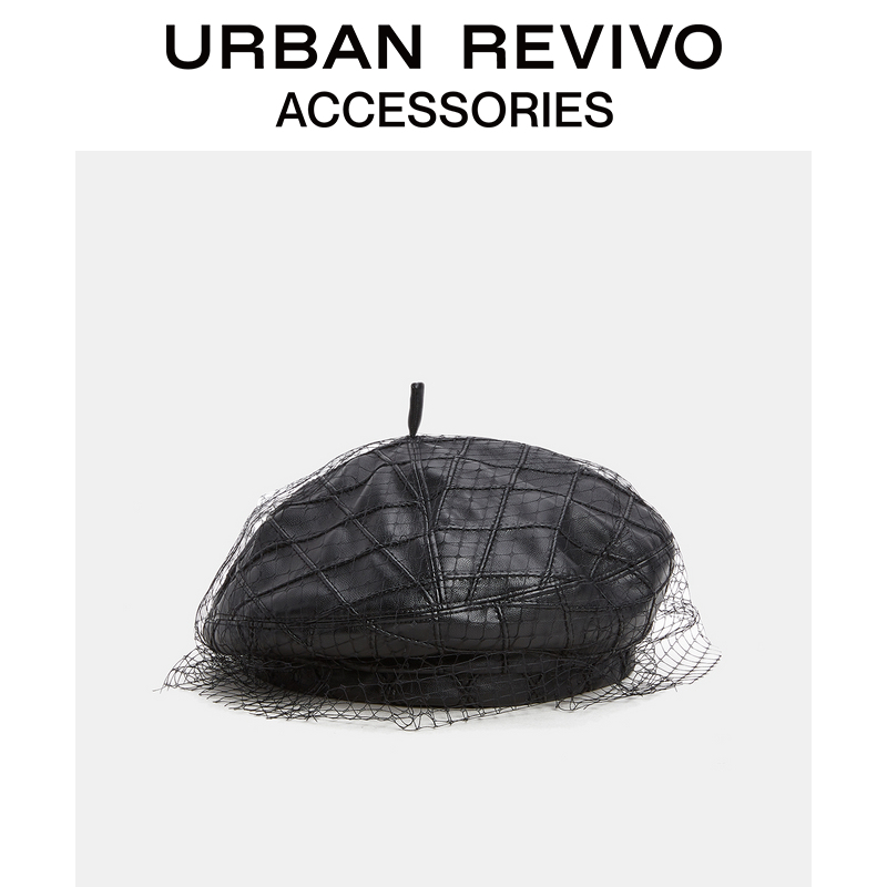 URBAN REVIVO2021 autumn winter new lady accessories retro mesh yarn beret AW36TA4N2007