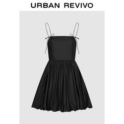 UR lace-up pleated dress/fungus hem ເສື້ອທີເຊີດຄໍກົມກະທັດຮັດ