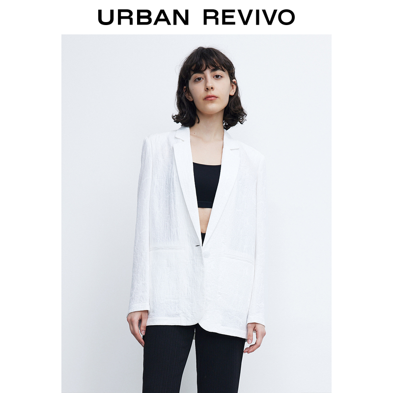 UR2022 Spring New Pint Women's Fashion Creatine Sense One Grain Button profile Suit Jacket WG10S1CN2002