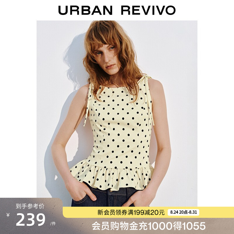 Ur2026 New Autumn Women's Clothing Charming Polka Dot Ruffled Waist Blouse Shirt Uwg260076