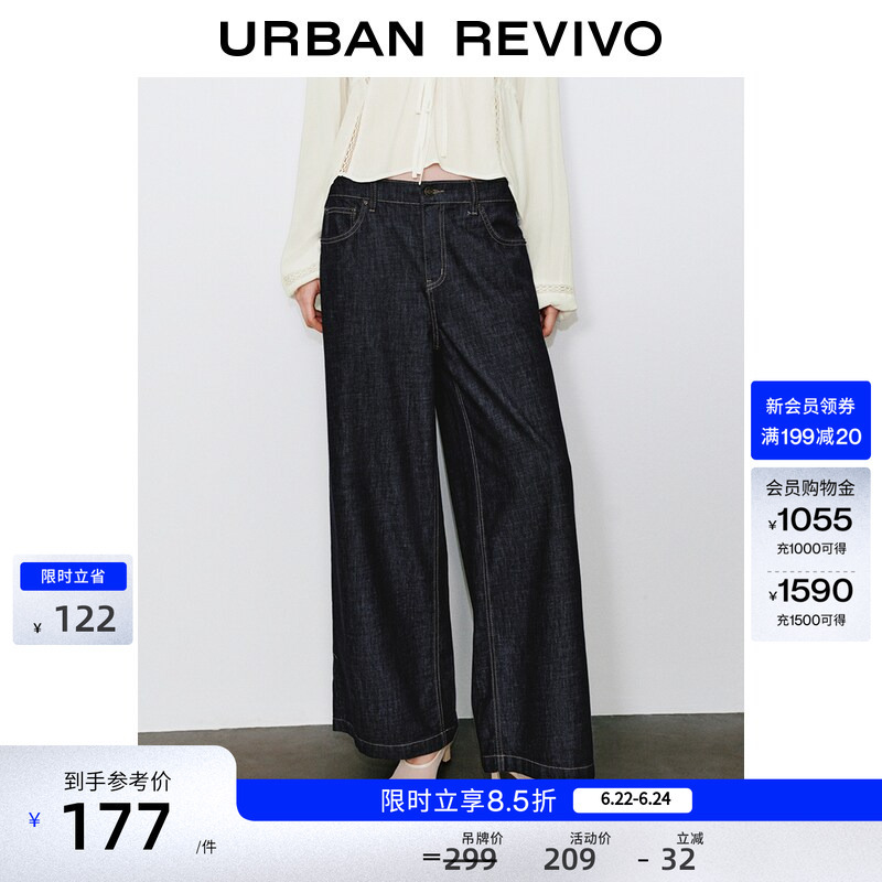 Ur2026 New Summer Style Women's Clothing with Elegant Everyday Style, Straight-Leg Denim Pants with Visible Stitching Uwm860136
