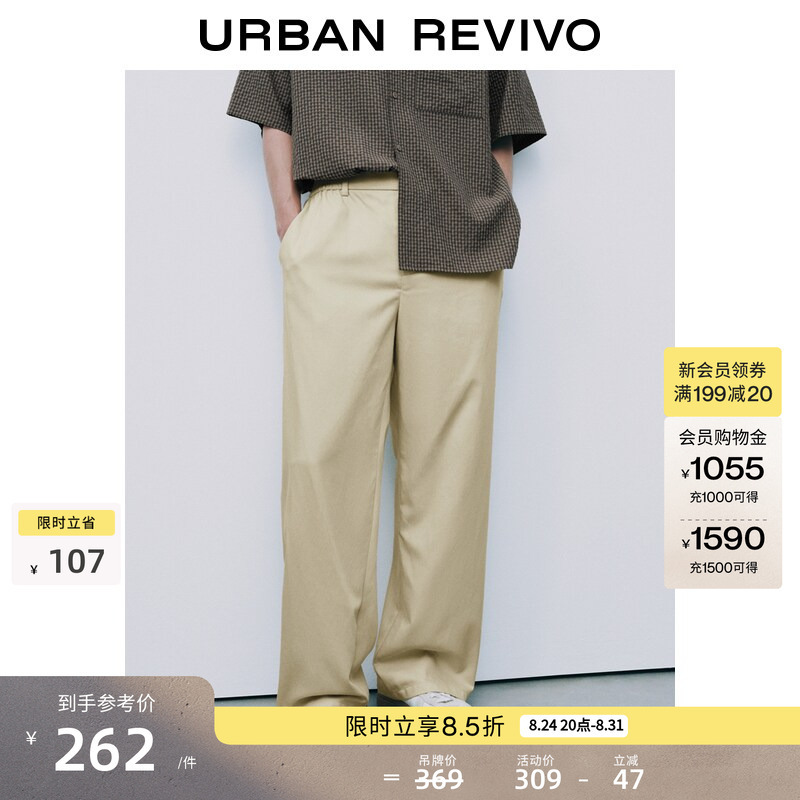 Ur2026 New Summer Men's Clothing Lyocell Fashionable Simple Work Clothing Elastic Waist Straight Pants Umf660066