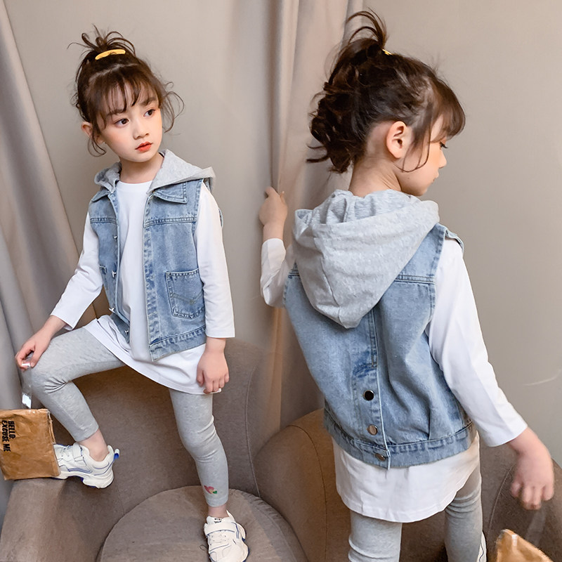Children's denim vest wear trendy 2022 spring and autumn new Korean version 3-13 years old girls 7 Western style 8 vest vest