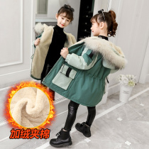 Girl sent to overcome winter dress cotton coat 2020 new ocean gas children thickened with jacket tooling plus suede cotton padded jacket