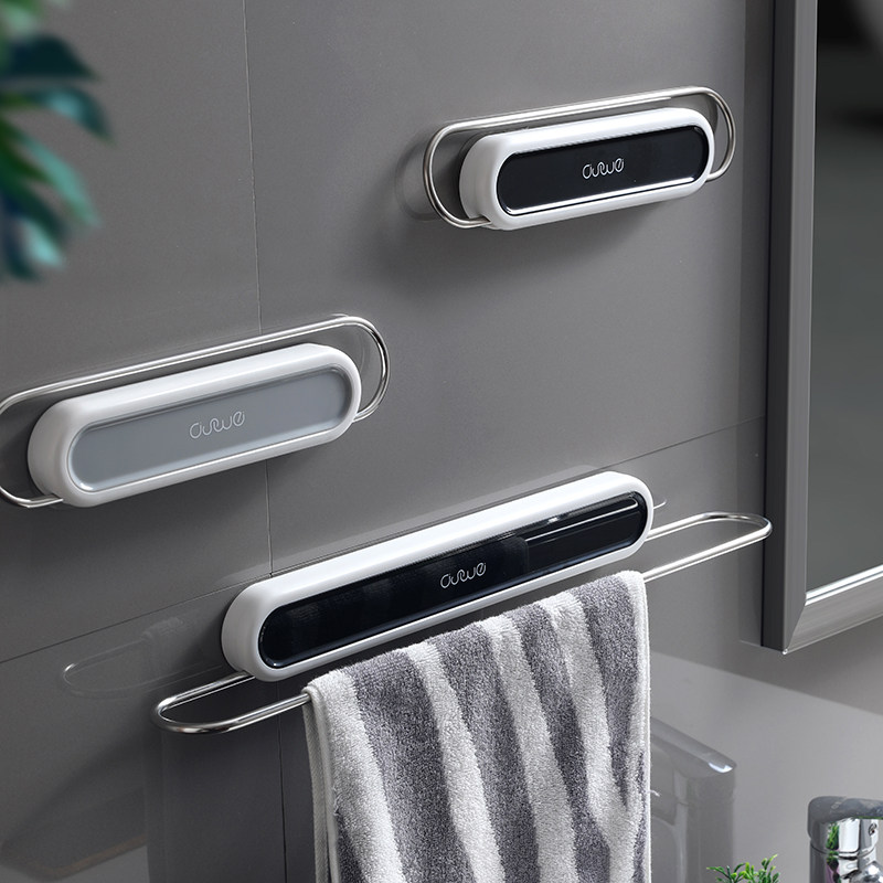 (5 folding warehouse) foldable towel rack free punch toilet kitchen rag hanging bar bathroom rack