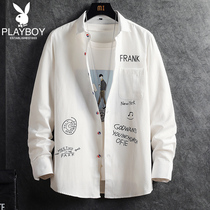 Playboy long sleeve shirt men 2021 new spring and autumn thin shirt mens trend casual inch shirt coat tide