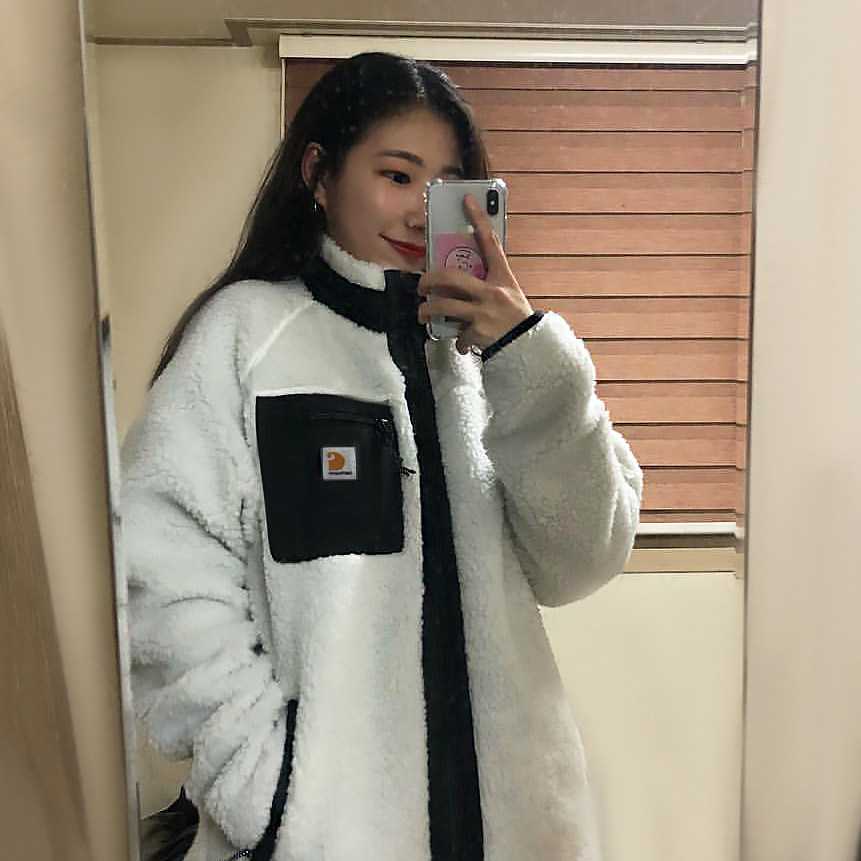 Carhartt Carhart 19 autumn/winter lamb cashmere stitching tooling thick warm jacket jacket schoolgirl