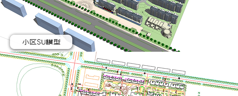 R047居住区住宅小区规划CAD总平面图设计方SU模型-17