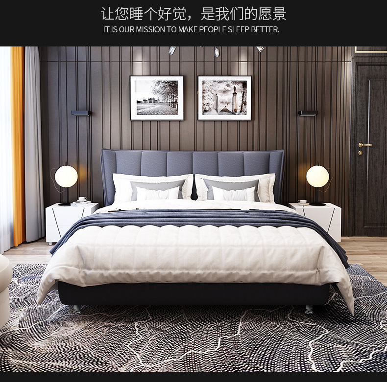 nhỏ gọn giường ngủ vải hộp lưu trữ hiện đại công nghệ cao vải 1,5m khí nén kích thước giường giường đôi ins Bắc Âu 1.8 - Giường giường gỗ