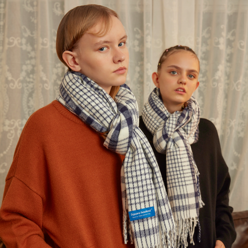 square houles original scarf warm and fashionable retro classic plaid imitation cashmere scarf autumn and winter women