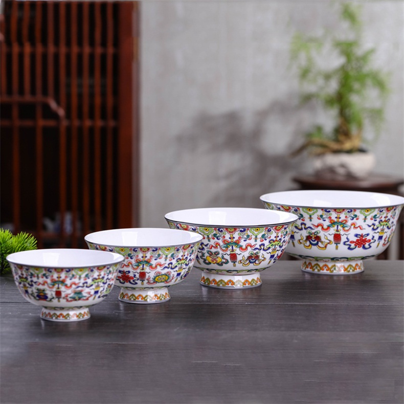 Jingdezhen ceramic Chinese style restoring ancient ways is the life of the dishes suit tall ceramic bowl chopsticks home to eat small bowl single plate