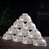 10 sets of Jingdezhen household rice bowls ceramic bowls tableware sets bowls small soup bowls single eating bowls