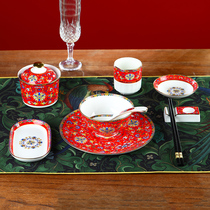 Chinese Creative Bone China Porcelain Pendulum Table Cutlery Western Dining Large Steak Platter Tray Flat Pan Snack Dish for the New Year Home Dish Suit