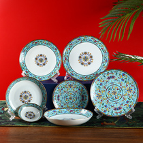 Vegetable plate Round plate Round plate Ceramic plate Chinese household bone porcelain breakfast plate Deep plate Steak plate Western plate