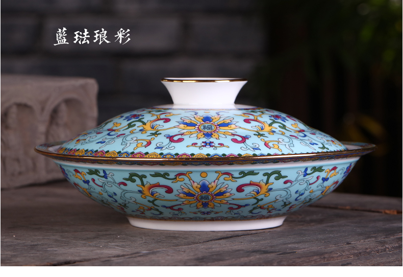 Jingdezhen porcelain ipads son home hotel creative combination of Chinese ceramic dish dribbling lid plate 8 inch combiner