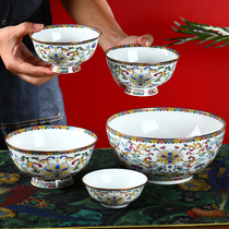 Household ceramic rice bowl enamel color bone porcelain small soup bowl instant noodles Big Bowl Chinese style 2021 New Court white birthday Bowl