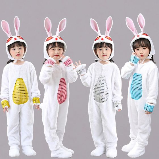 New Children's Rabbit Performance Costumes Little White Rabbit Animal Performance Costumes Kindergarten New Year's Day Rabbit Dance Veil Skirt Costumes