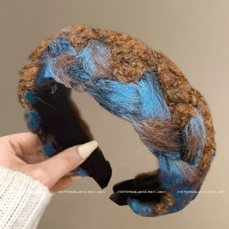 High Skull Headband Women's Autumn and Winter Hair Accessories Wool Wide-Brimmed Headband 2025 New Plush Hair Bundle Hairpin Pressed Hair Headwear