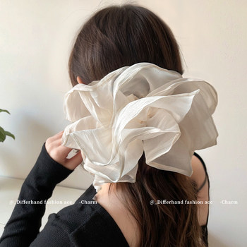 Korean High-End Large Intestine Hair Tie, Extra Large Mesh Head Flower Hair Rope with Ponytail, Four-Layer Head Flower Rubber Band Hair Accessory