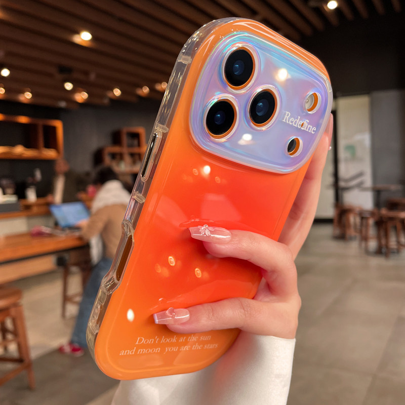 Niche Japanese and Korean Style ins High-End Gradient Orange Phone Case Suitable for Apple 16 Pro Max New Model iPhone 17 Pro Max Female Influencer 14 Full Protection Anti-Drop 17 Pro Protection 15 Silicone
