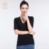 Gutsbodi 2019 mùa hè áo len mới cổ chữ V tay áo năm điểm chạm đáy áo sơ mi nữ dệt kim nửa tay - Đan Cardigan áo len form rộng Đan Cardigan