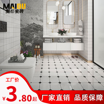 Bathroom black and white tiles 300 Nordic kitchen black and white wall tiles Bathroom non-slip floor tiles Balcony tiles