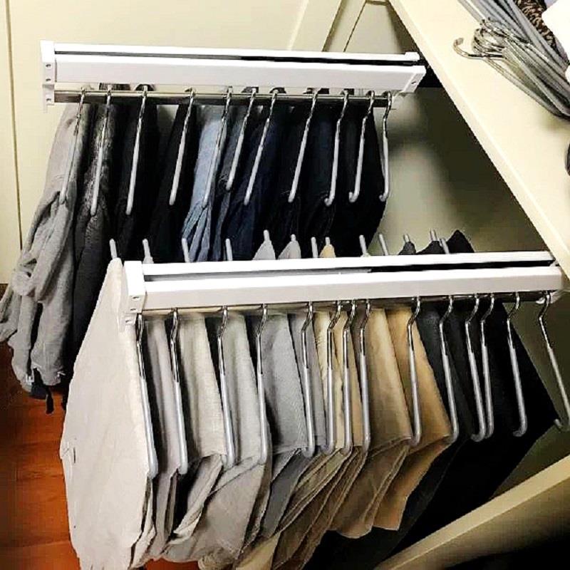 Good Cortical Wardrobe Pull Basket Drawer Cloakroom Clothing Pull-out Pants Rack Telescopic Home Shelving