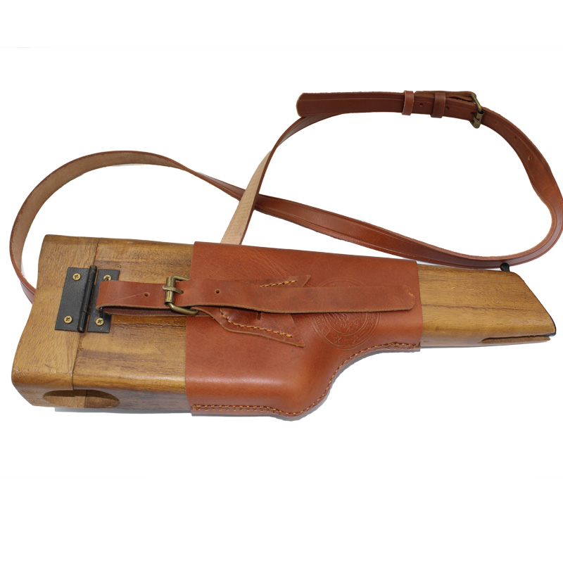 Film and television performance props Mauser gun box cowhide holster wooden shell holster oblique shoulder traitor holster collection